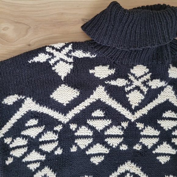 Vintage turtleneck knit sweater Black White - Picture 2 of 3